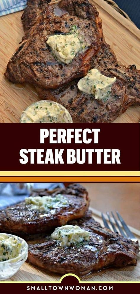 Butter For Steak, Herb Butter For Steak, Steak Butter Recipe, Steak Toppings, Flavored Butter Recipes, Easy Steak, Garlic Butter Steak, Homemade Condiments, Steak Butter