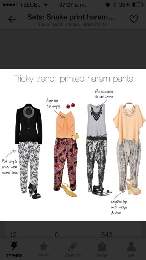 Styling harem pants How To Style Harem Pants, Pants Outfit Dinner, Harem Pants Outfit, Pants Outfit Work, Outfit Dinner, Outfit Work, Fire Fits, Moda Boho, Street Style Trends