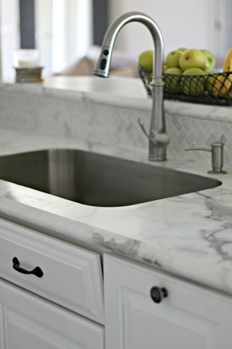 Laminate Countertops That Are Stylish and Affordable | Apartment Therapy Laminate Countertops Bathroom Vanities, Laminate Island Countertop, Formica Laminate Countertops, Countertops Laminate, Rental Upgrades, Kitchen Countertops Laminate, Replacing Kitchen Countertops, Formica Laminate, Kitchen Remodel Countertops