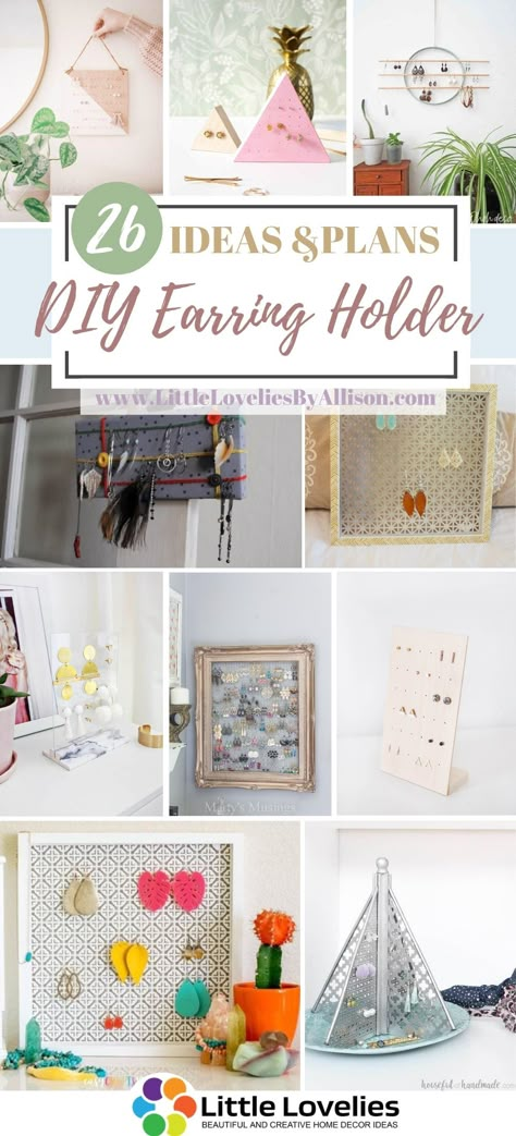 Earring Hanger Diy Jewelry Organization, Pegboard Earring Holder, Mesh Earring Holder Diy, Diy For Jewelry Holders, Easy Diy Earring Holder, Diy Earring Holder For Studs And Dangles, Earring Holder For Craft Show, Small Earring Organizer, Ways To Organize Earrings