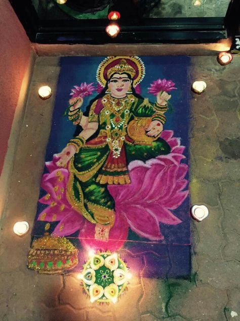 Lakshmi Lakshmi Mata Rangoli Design, Laxmi Goddess Rangoli, Laxmi Maa Rangoli, Lakshmi Mata Rangoli, Laxmi Mata Rangoli Designs, Laxmi Mata Rangoli, Rangoli Images, Rangoli Painting, Shakthi Devi