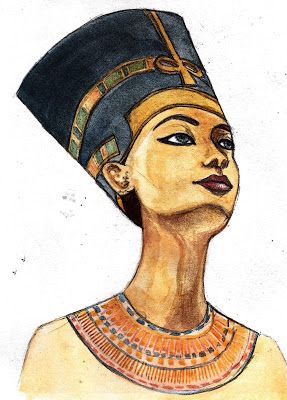 Nefertiti by Lisa Graves Kemetic Tattoos, Egyptian Art Drawing, Nefertiti Art, Egyptian Tattoos, Egyptian Drawings, History Drawings, Egyptian Painting, Queen Drawing, Egiptul Antic