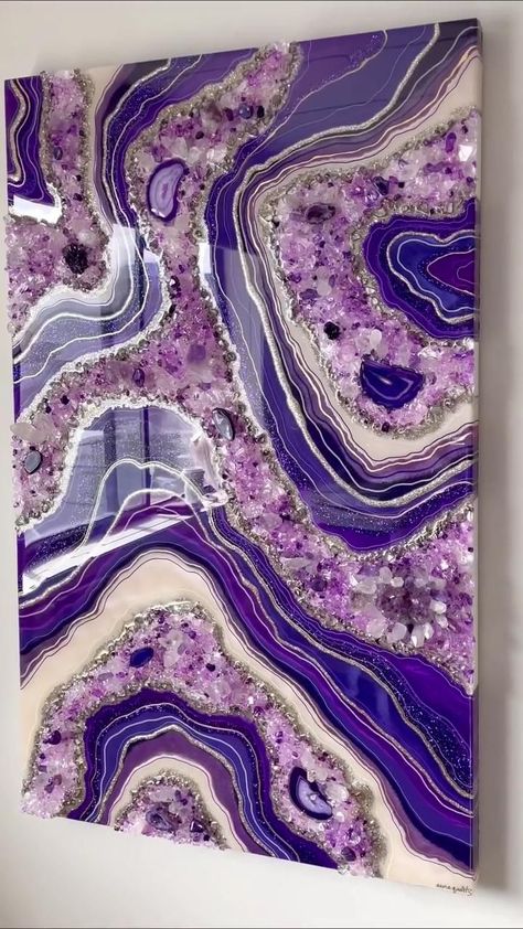 Immaculate Purple Amethyst Resin Geode Art! in 2022 | Resin crafts, Resin art painting, Resin crafts tutorial Diy Resin Wall Art, Resin Geode Art, Resin Art Canvas, Wal Art, Resin Geode, Resin Crafts Tutorial, Tables Kitchen, Resin Art Painting, Diy Resin Projects