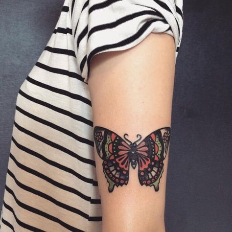 Traditional Butterfly tattoo Mens Butterfly Tattoo, Traditional Butterfly Tattoo, Butterfly Tattoo Cover Up, Butterfly Name Tattoo, Butterfly Tattoo On Shoulder, Butterfly Tattoo Meaning, Butterfly Back Tattoo, Small Butterfly Tattoo, Butterfly Tattoos For Women