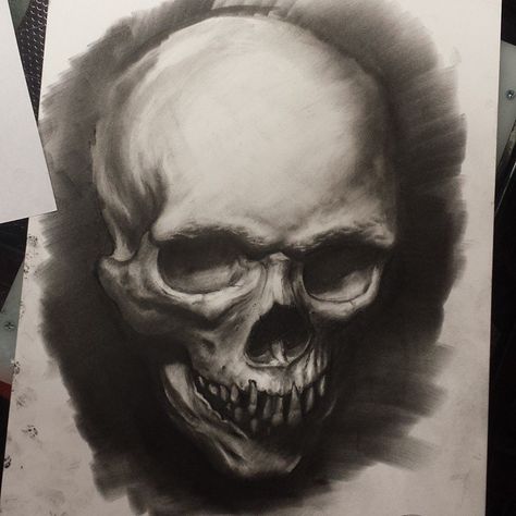 Skull Charcoal Drawing, Charcoal Drawing Abstract, Charcoal Skull, Skull Drawings, Screaming Skull, Art Examples, Art Charcoal, Observational Drawing, Skulls Drawing