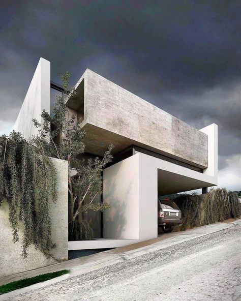 Brutalist House, Sketches Architecture, Concrete Architecture, Random Inspiration, Minimalist House Design, Brutalist Architecture, Tree Ideas, Design Christmas, Facade Architecture