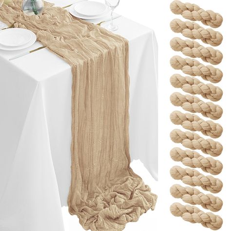 PRICES MAY VARY. Package Included:You will get 12 gauze of beige cheesecloth table runners, perfect for wedding banquets and various parties, enough to meet your daily use and replacement needs. Each cheesecloth tablerunner measures approximately 35 x 120 inches/90 x 300 cm, long enough to be used individually on rectangular and round tables, or pieced together for long tables. No matter how it is used, this gauze table runner can be placed perfectly and elegantly on the table or hung on the flo Neutral Table Runner, Boho Wedding Table Runner, Boho Table Setting, Sheer Table Runner, Cheese Cloth Table, Boho Wedding Table, Table Runner For Wedding, Cheesecloth Table Runner, Western Themed Wedding