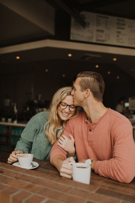 Coffee Engagement Photos, Dreamy Locations, Little Italy San Diego, Coffee Shop Photography, Pre Wedding Poses, Wedding Couple Poses Photography, Couples Engagement Photos, Downtown San Diego, Wedding Couple Poses