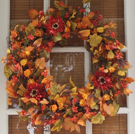 Highland Fall Silk Door Wreath 22 inch - The Wreath Depot Fall Door Wreath, Rustic Thanksgiving, Silk Wreaths, Door Garden, Fall Kitchen Decor, Door Wreaths Fall, Fall Outdoor Decor, Fall Door, Thanksgiving Wreaths