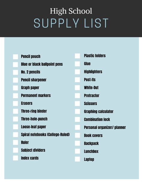 High school prepares students for college so they likely will need a step up in their school supplies. They'll be taking multiple classes with multiple teachers so organization is key. Many of the advanced classes will have their own list of required supplies that are teacher-dependent and you may need to buy textbooks as well. What Supplies Do You Need For Middle School, What You Need For Middle School, Middle School Needs, Back To School List Middle School, Locker Checklist, School Supplies For Middle School, School Supplies Middle School, High School Supply List, Back To School Supply List