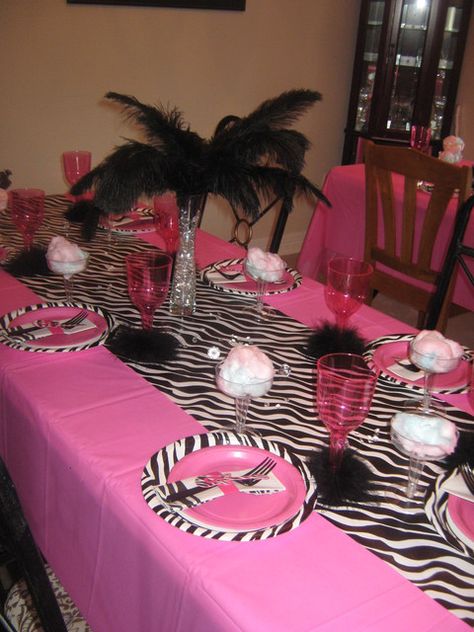 table Mcbling Party Decor, Zebra Themed Birthday Party, Mcbling Birthday Party, Zebra Print Birthday Party Ideas, Mcbling Birthday, Zebra Birthday Party Ideas, Y2k Birthday Party Theme, Rock Star Party Favors, 2000s Birthday Party Theme