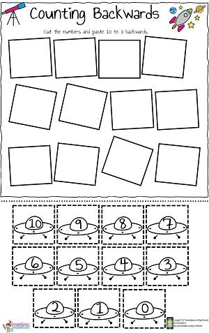 Hello everyone! Today we prepared a funny counting backwards 10 to 0 worksheet for preschoolers, kindergarten and first graders. Kids will cut the numbers and paste them backwards from 10 to 0. You can freely download this worksheet and use for educational purposes. This worksheet is in pdf format and downloadable. Free Printable Preschool Worksheets, Trace Worksheet, Numbers For Toddlers, Rote Counting, Teaching Subtraction, Counting Backwards, Spring Worksheet, Teaching Counting, Counting For Kids