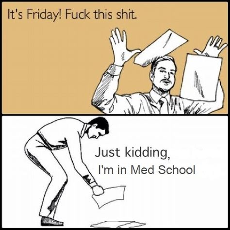 There is no Friday at Med School...just a lot of Mondays Medical Humor Doctor, Medical School Humor, Medical Memes, Student Humor, Medical Humor, Med Student, School Memes, Med School, Medical Students