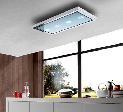 Island hood extraction Hood Over Island, Kitchen Ceilings, Kitchen Wardrobe Design, Kitchen Extractor, Ceiling Vents, Extractor Fans, Extractor Hood, Cooker Hood, Kitchen Wardrobe