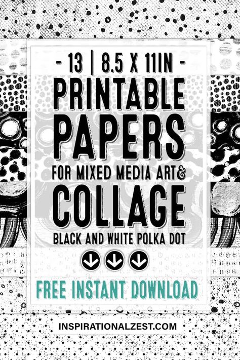 Download Free! Black and White Printable Papers can be printed on an ink jet or laser printed and used in your personal DIY arts and crafts projects. Print on a variety of paper media for collage, cardmaking, scrapbooking and more. #mixedmediacollage #printandcut #pattern #printable #papercraft Journal Designs Printable Black And White, Decoupage Paper Printable Free Black And White, Black And White Junk Journal Ideas, Black And White Ephemera Free Printables, Free Black And White Printables, Black And White Images Free Printable, Design Paper Printable Free Prints, Black And White Journal Ideas, Black And White Junk Journal