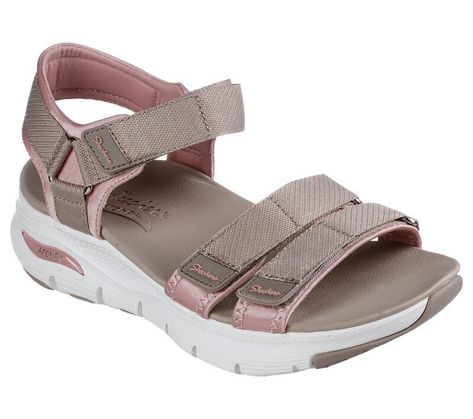 Sunny-weather style arrives with all-day comfort this season in Skechers Arch Fit® - Fresh Bloom. This sporty open-toe sandal features a woven mesh and satin fabric upper with an Arch Fit® cushioned footbed. Key Features Patented Skechers Arch Fit® contoured footbed with podiatrist-certified arch support Podiatrist-designed shape developed with 20 years of data and 120,000 unweighted foot scans Contoured footbed helps mold to your foot to reduce shock and increase weight dispersion Crafted with Grey Calvin Klein, Kids Perfume, Wide Shoes, Decorating With Pictures, Skechers Women, 2 Inch Heels, Unisex Gifts, Sport Sandals, Open Toe Sandals