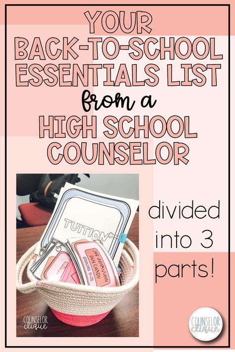 School Essentials List, High School Counselors Office, School Counselor Organization, Middle School Counselor, School Counselor Office Decor, Career Counselor, School Guidance Counselor, School Counselor Resources, School Counseling Office