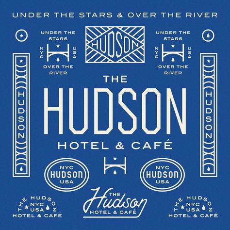 John Zurowski | Branding package for The Hudson Hotel & Cafe. Make sure to swipe to see the whole presentation! • #event #graphicdesign #graphicdesigner… | Instagram Hotel Logos Ideas, Vintage Hotel Logo, New Orleans Graphic Design, Gala Branding, Luxury Hotel Branding, Boutique Hotel Branding, Hotel Brand Identity, Hospitality Branding, Hudson Hotel