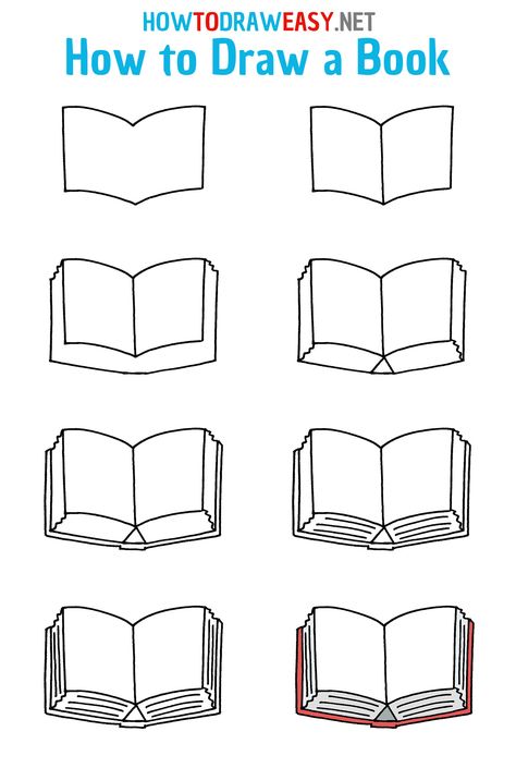 How to Draw a Book Step by Step #Book #BookDrawing #BookEasyDrawing #BookEasyArt #BookDrawingforKids #BookDrawingTutorial #BookStepbyStepDrawing #BookSimpleDrawing #EasyBookDrawing #BookDrawingforKids #BookDrawingforBeginners Easy Books Drawing, Step By Step Line Drawing, Draw A Book Step By Step, Cute Book Drawing Easy, How To Draw A Book Easy, Book Doodles Easy, Books Doodle Art, How To Draw A Book Step By Step, How To Draw An Open Book