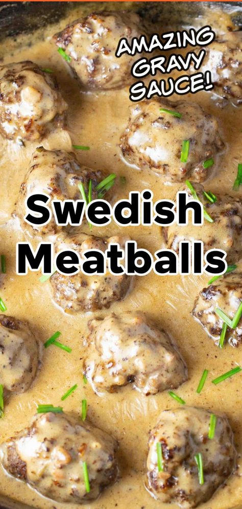 Meatball Gravy Recipe, Meatballs In Gravy, Swedish Meatball Gravy, Sweetish Meatballs, Meatballs Sauce Recipe, Easy Swedish Meatball Recipe, Homemade Swedish Meatballs, Buttery Noodles, Ground Beef Meatballs