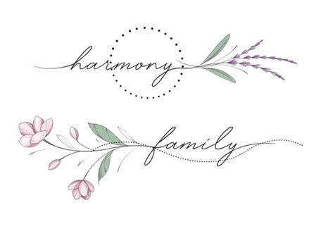 Name With Flower Tattoo Design, Family Tattoos Flowers, Family Script Tattoo, Delicate Tattoos For Women, Tattoos Cute, Lily Flower Tattoos, Wildflower Drawing, Animal Tattoo Ideas, Cross Tattoos For Women