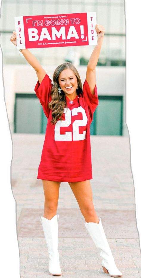 Alabama Senior Pictures, College Announcement Ideas Senior Pictures, Senior Pictures With Jerseys Hanging, Ole Miss Senior Pictures, Senior Pics College Shirt, Senior Photos College Shirt, Senior Pics With College Shirt, Senior Pictures College Shirt, College Tshirt Photoshoot