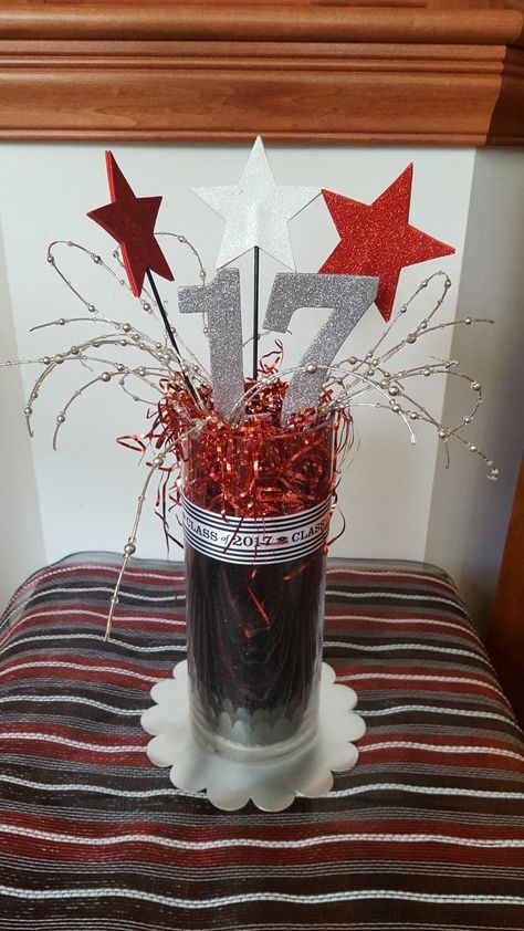 Red Black And Silver Centerpieces, Black And Silver Table Centerpieces, Red White And Black Centerpieces, Red Black And Silver Party Decoration Centerpiece Ideas, Red Black And Silver Birthday Decor, Red Black And White Graduation Party Table Decorations, Red White And Black Party Decorations, Red Black And Silver Party Decoration, Black And Red Graduation Party Ideas