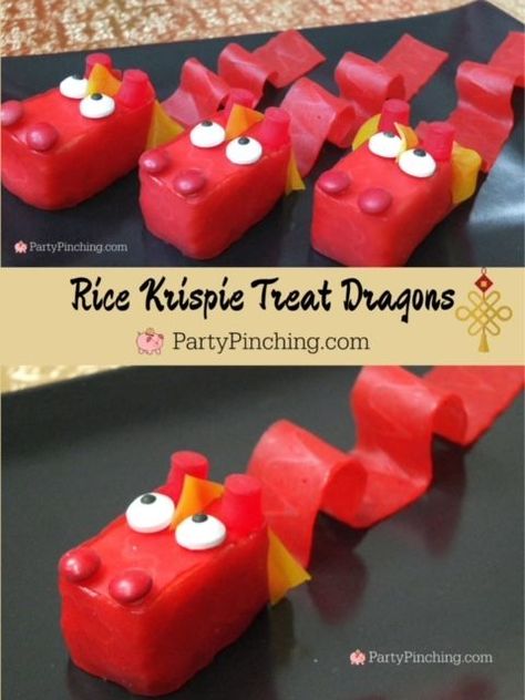 Year Of The Dragon Food Ideas, Lunar New Year Food For Kids, Lunar New Year Snacks For Kids, Fairytale Snacks For Kids, Mulan Desserts, Dragon Dessert Ideas, Dragon Shaped Food, Chinese New Year Snacks For Kids, Chinese New Year Food For Kids