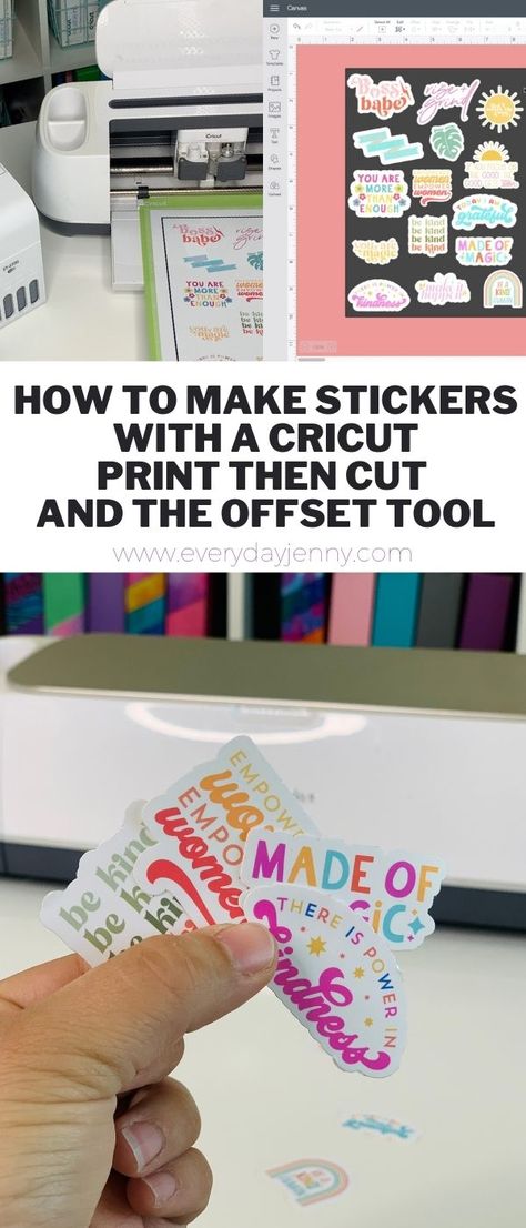 Vinyl Stickers With Cricut, Printing Stickers With Cricut, How To Cricut Vinyl Tutorials, Print To Cut Cricut, Crafts Made With Cricut, Offset On Cricut, How To Make Printable Stickers, Vinyl Stickers Diy, Cricut Projects Beginner Stickers