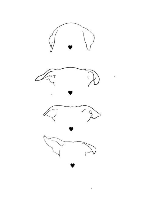 Dog Outlines Tattoos, Outline Of Dog Tattoo Ears And Nose, Tattoo Dog Minimalist, Pet Outline Tattoo, Dog Nose Tattoo, Dog Tattoo Ideas Minimalist, Dog Ear Tattoo, Dog Tags Tattoo, Dog Ear Outline