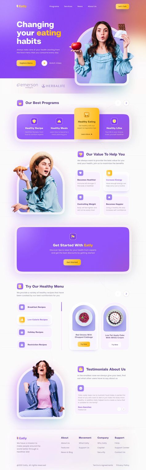 Eatly Landing Page design on Behance Layout Web, Design Sites, Best Landing Page Design, Landing Page Inspiration, Best Landing Pages, Desain Ui, Webdesign Inspiration, Ui Design Website, Modern Web Design