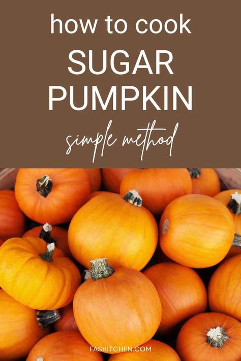 A close-up image of a ripe Sugar Pumpkin, showcasing its vibrant orange color and unique shape. How To Prepare Pie Pumpkins, Sugar Pumpkin Puree, How To Cook A Pumpkin, Sugar Pumpkin Recipes, Cooking Pumpkin, Pie Pumpkin, Cooking Stuff, Sugar Pie, Sugar Pumpkin