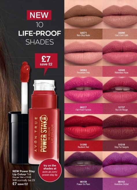 Avon True Power Stay Matte Lip Colour! Fantastic New 16hour lipstay lip colour, Stats even, Stays put, Stays comfortable. #AvonTrue #PowerStay #16Hours #Longlasting #Lipstick #Shades #www.avon.uk.com/store/ToBeBeautiful 😯💋💕👩‍💻 Avon Matte Lipstick, Avon Marketing, Avon Lip, Beauty Fair, Avon Lipstick, Avon Perfume Bottles, Avon Cosmetics, Avon Perfume, Avon True