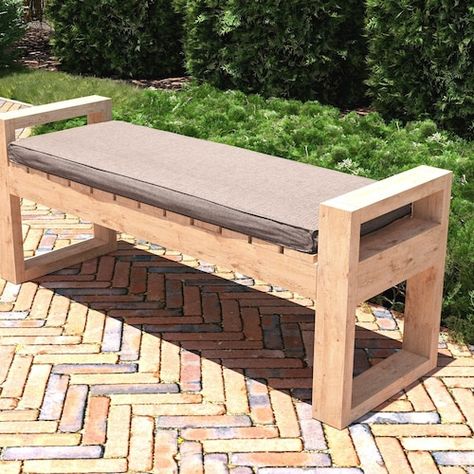 Diy Patio Bench, Outdoor Bench Plans, Wood Bench Plans, Diy Patio Ideas, 2x4 Lumber, Simple Bench, Bbq Stand, Workbench Plan, Diy Bank