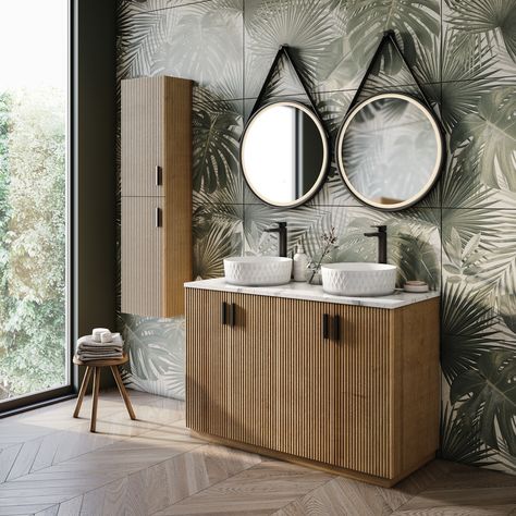 The Revel Ribbed Floor Standing Bathroom Vanity Unit makes for a stunning addition to any modern bathroom with its on-trend design, featuring meticulous fluted detailing. The striking ribbed detailing brings a unique and sophisticated look to the bathroom. The wood finish adds warmth and spa-like tranquillity to any space.🪴✨️

#EasyBathrooms #BathroomDesign #HomeInspo #bathroominspo #Bathroomdecor #homeinspo #interiordesign #Bathroomstyle#bathroomfurniture #bathroomcabinet #bathroomstorage Organise Bathroom, Fluted Cabinets, Oak Vanity Bathroom, Fluted Bathroom, Ribbed Wall, Standing Bathroom Vanity, Marble Worktop, Wall Hung Bathroom Vanities, Double Vanity Unit