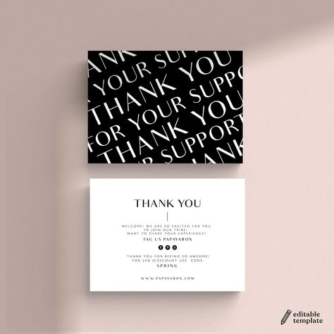 Minimalist Thank You Cards for Small Business: Find the perfect thank you card design to show your appreciation to customers, clients, and partners. #thankyoucards #smallbusiness#Black_And_White_Thank_You_Cards_Business #Black_And_White_Packaging_Ideas #Thank_You_Card_Black_And_White #Thank_You_Cards_Business_Branding Black And White Thank You Cards Business, Black And White Packaging Ideas, Thank You Cards Business Branding, Thank You Card Black And White, Thank You Note Design, Thank You Page Design, Small Business Thank You Cards Design, Thank You Cards Design, Business Thank You Cards Design Ideas