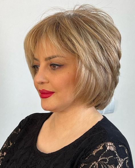 2000s Feathered Bob with Wispy Bangs Short And Shaggy Haircuts, Short Layered Feathered Hairstyles, Layered Bob Haircuts For Thick Hair, Feathered Bangs Bob, Short Layered Bob Haircuts With Bangs, Bob Hairstyles With Bangs Over 50, Wash And Go Bob Hairstyles, Feathered Bob Hairstyles Over 50, Feathered Bob Haircut