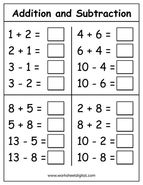 Kindergarten Addition Worksheets, Grade 1 Math Worksheets, Number Fact Family Addition Printable, Adding Numbers, Mathematics Worksheet - Etsy in 2024 | Kindergarten subtraction worksheets, Kindergarten addition worksheets, 1st grade math worksheets Addition Worksheets Grade 1, Grade 1 Math Worksheets, Fact Family Worksheet, Easy Math Worksheets, Grade 1 Math, Teaching Reading Skills, Kindergarten Addition, Kindergarten Math Worksheets Addition, Adding Numbers