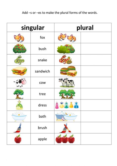 S And Es Worksheet, Making Words Plural, Plurals Worksheets, Plural Nouns Worksheet, Past Tense Worksheet, Plural Words, Suffixes Worksheets, Singular And Plural Nouns, English Worksheets For Kindergarten