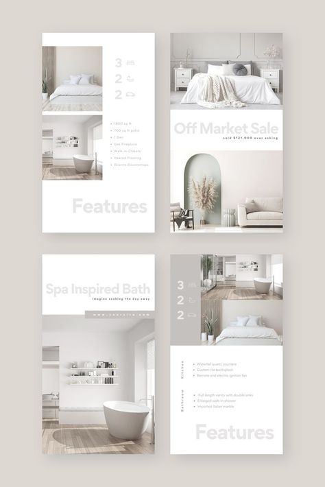 We make beautiful, modern & completely customizable templates for the busy realtor.  Save time & create a consistent social media presence for your real estate business. Personalize the colours, fonts, images and more using the free version of Canva. These posts include: New Listing, Just Sold, Introduction, Features, Private Viewing, Quote, Coming Soon, Off Market Sale, Bathroom Highlight, Home of the Week, Neighbourhoods, Testimonial & bonus holiday posts. #realtormarketing Just Sold Real Estate Social Media, Just Sold Real Estate Marketing, London Instagram Story, Real Estate Instagram Stories, One Pager Design, Real Estate Posts, London Real Estate, Holiday Fonts, Architecture Board