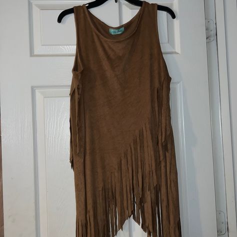 Woman’s Brown Fringe Tank Top, Never Worn. Fringe Tank Top, Brown Fringe, Upcycled Clothes, Fringe Top, Upcycle Clothes, Diy Fashion, Western Fashion, Tank Top, Womens Tops