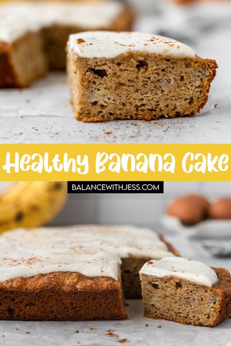 This easy Healthy Banana Cake with Yogurt Frosting is perfect for any occasion! It's healthier with almond flour, coconut sugar, and a naturally sweetened frosting. Plus it's wonderfully moist, fluffy, and tastes so decadent. Gluten-free and delicious! Healthy Banana Cake, Cake With Yogurt, Yogurt Frosting, Holiday Cake Recipes, Paleo Baking, Healthy Banana, Gluten Free Cake, Banana Healthy, Incredible Recipes