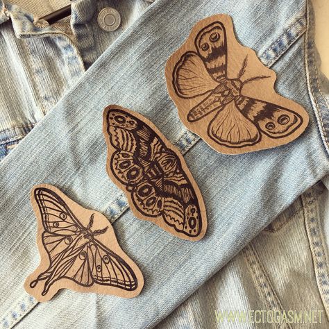 Add these beautiful vegan leather patches to your denim jacket for instant rocker chic style. The patch set features three tattoo style moths. Things To Add To A Tattoo, 3 Moths Tattoo, Three Moth Tattoo, 3 Moth Tattoo, Mystical Moth Tattoo, Cute Patch Work Tattoos, Large Moth Tattoo, Leg Patch Work Tattoo, Patch Style Tattoo