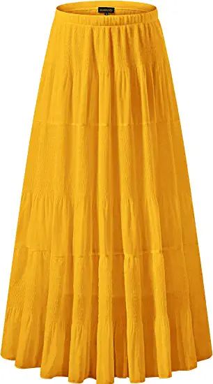 NASHALYLY Women's Chiffon Elastic High Waist Pleated A-Line Flared Maxi Skirts at Amazon Women’s Clothing store Double Deck Design, Street Formal, Long Chiffon Skirt, Long Skirt Casual, Midi Skirt Casual, Boho Fits, Flare Maxi Skirt, Blue Maxi Skirt, Chiffon Skirt