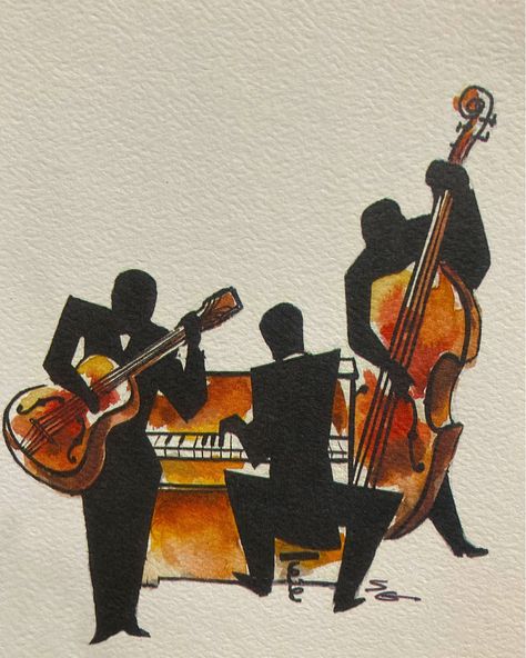 Your Jazz Trio, i.e., 40's jazz trio, '50's trio, club trio, etc., expertly perform in any room you choose with appreciation and best wishes from The Music Art Shop. This painting can be printed out on your home printer (and please do for an immediate smile) but Staples, UPS, almost any professional shop will allow us to knock you out with a high-quality print. This print is from the 50+ year collection of my father, Artist and Musician, Stan Glassman. His artwork has sold at Lincoln Center, The Jazz Artwork, Retro Music Art, Trio Art, Jazz Wall Art, Jazz Painting, Dallas Art, 50s Art, Simple Person, Sheet Music Art