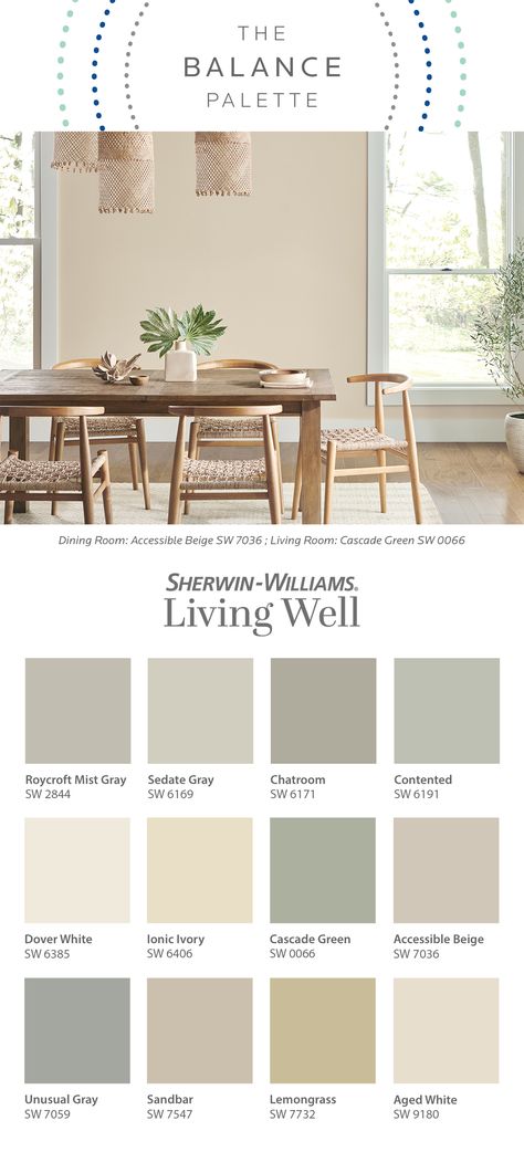 Sherwin Williams Dover White Color Palette, Dover White Color Palette, Tranquil Color Palette, House Color Schemes Interior, Interior Palette, Paint Palettes, Dover White, Lush Forest, House Color Schemes