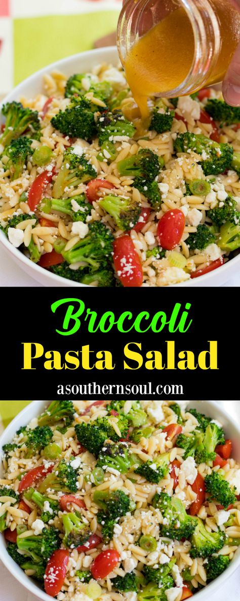 Broccoli Pasta Salad, Broccoli Pasta Salads, Pasta Broccoli, A Southern Soul, Cookout Side Dishes, Orzo Pasta Salad, Healthy Food Habits, Vinegar Dressing, Broccoli Pasta