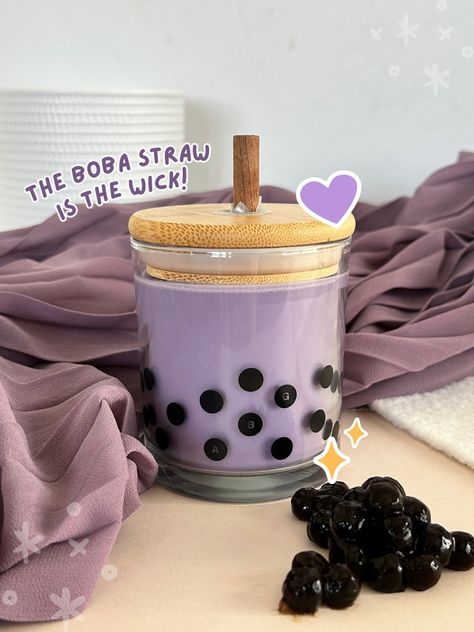 Taro Milk Tea Boba Straw Candle - Etsy New Zealand Taro Milk Tea Boba, Boba Straw, Taro Milk Tea, Milk Tea Boba, Purple Yam, Soy Melts, Boba Drink, Tea Candle, Bubble Milk Tea