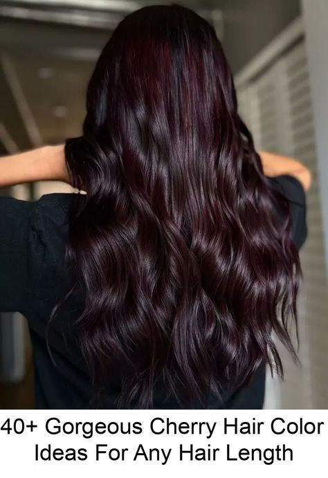 One of our favorite hair colors that has range, oomph, and energy is cherry hair color. Dark Brown Hair With Cherry Cola Highlights, Burgundy Hair Curly, Cherry Black Hair, Black Cherry Red Hair, Black Hairstyle Ideas, Cherry Cola Hair Color, Cherry Brown Hair, Black Cherry Hair Color, Cherry Cola Hair