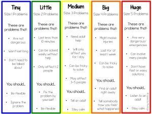 Size of the problem is something I definitely target in some way each week! I typically teach size of the problem using the following hierarchy: 1) Big vs small problems 2) Small, medium, or big probl Size Of The Problem, Regulation Activities, Emotional Regulation Activities, Personal Skills, Zones Of Regulation, Social Skills Groups, Social Skills Activities, Behaviour Management, Teaching Social Skills